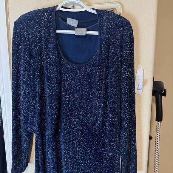 Vintage Rabbit Designs Dress Sz 12 Navy Blue Glitter Formal Glam 2 pc event 90s - Picture 11 of 11
